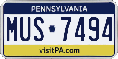 PA license plate MUS7494