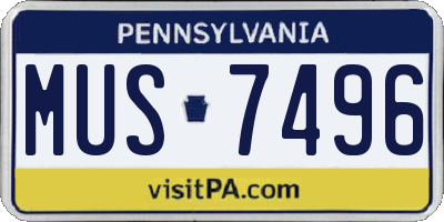 PA license plate MUS7496