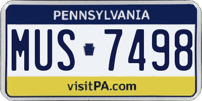 PA license plate MUS7498