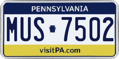 PA license plate MUS7502