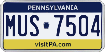 PA license plate MUS7504