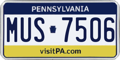 PA license plate MUS7506