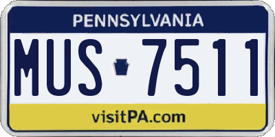 PA license plate MUS7511