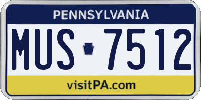 PA license plate MUS7512