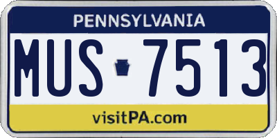 PA license plate MUS7513
