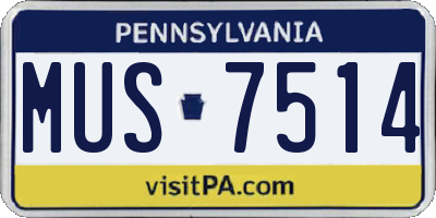PA license plate MUS7514