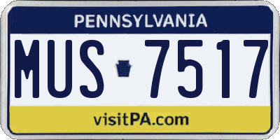 PA license plate MUS7517
