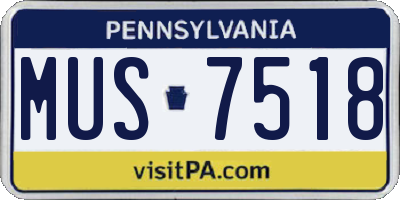 PA license plate MUS7518