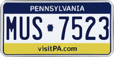 PA license plate MUS7523