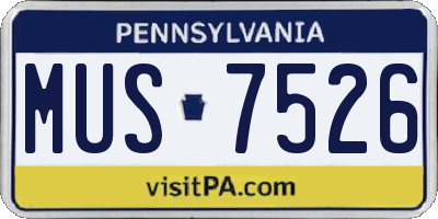 PA license plate MUS7526