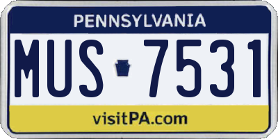 PA license plate MUS7531