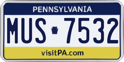 PA license plate MUS7532