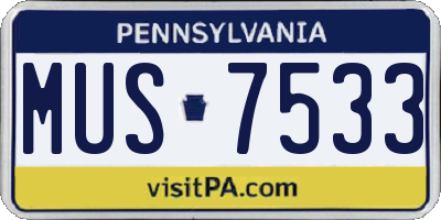 PA license plate MUS7533