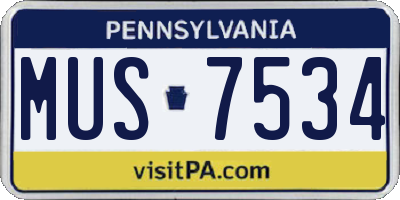 PA license plate MUS7534