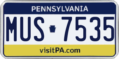 PA license plate MUS7535