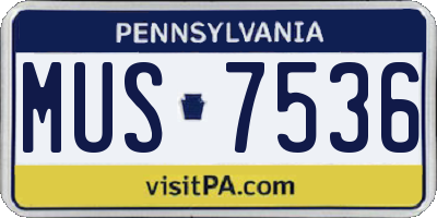 PA license plate MUS7536