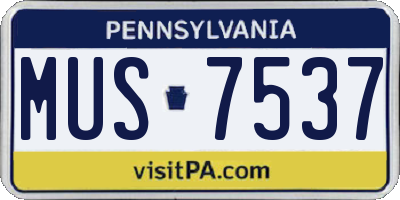 PA license plate MUS7537