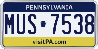 PA license plate MUS7538