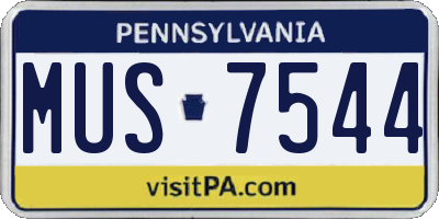 PA license plate MUS7544