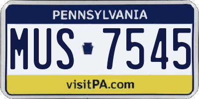 PA license plate MUS7545
