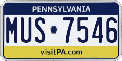 PA license plate MUS7546