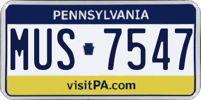 PA license plate MUS7547
