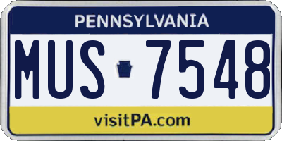 PA license plate MUS7548