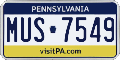 PA license plate MUS7549