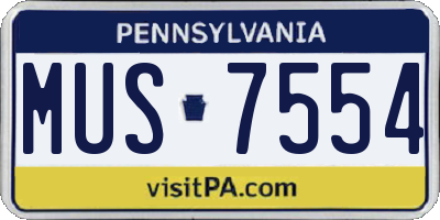 PA license plate MUS7554