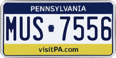 PA license plate MUS7556