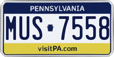 PA license plate MUS7558