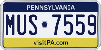 PA license plate MUS7559