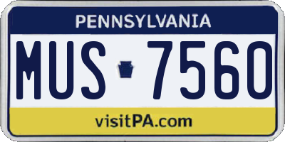 PA license plate MUS7560