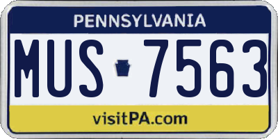PA license plate MUS7563