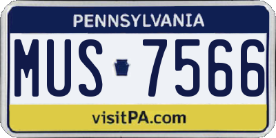 PA license plate MUS7566