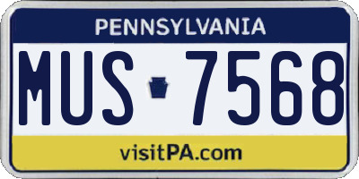 PA license plate MUS7568