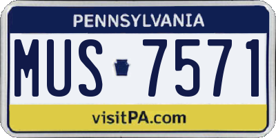 PA license plate MUS7571