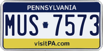 PA license plate MUS7573