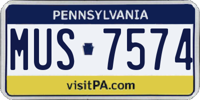 PA license plate MUS7574