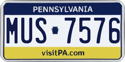 PA license plate MUS7576