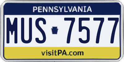 PA license plate MUS7577