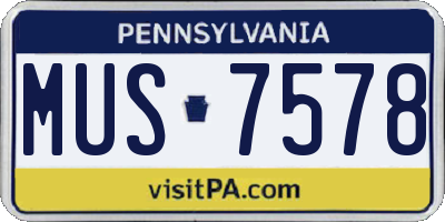 PA license plate MUS7578