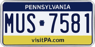 PA license plate MUS7581