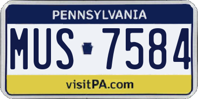 PA license plate MUS7584