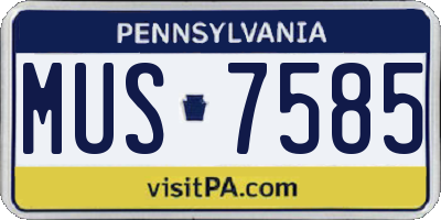 PA license plate MUS7585
