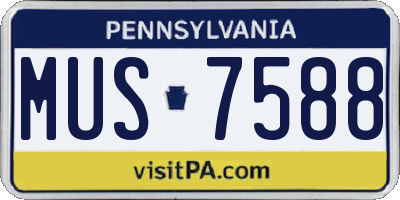PA license plate MUS7588
