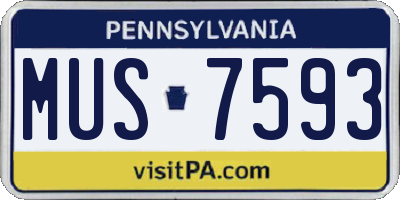 PA license plate MUS7593