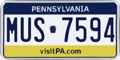 PA license plate MUS7594