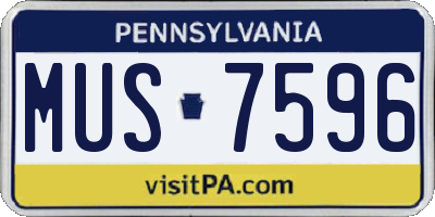 PA license plate MUS7596
