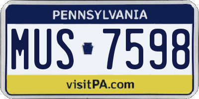 PA license plate MUS7598